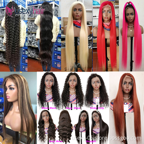 Preplucked hd swiss 13x6 lace frontal wig vendor good quality party wigs red yellow green blue pink frontal human hair wigs